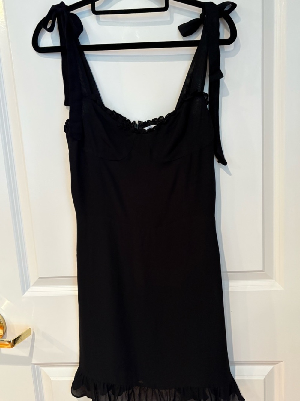 Reformation Black Tie-Shoulder Mini Dress